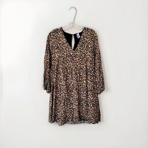 Zara TRF Collection Leopard Print Mini Dress Womens Medium V Neck
